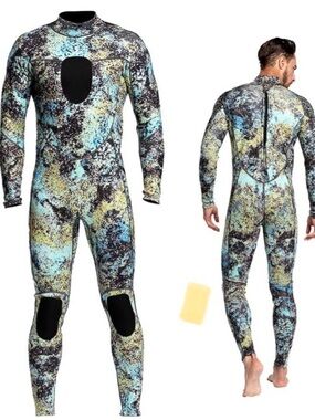 Unkn brand unisex FullBody Camo wetsuit. Unkn thickness.Blue,Yellow,Black. Sz2XL